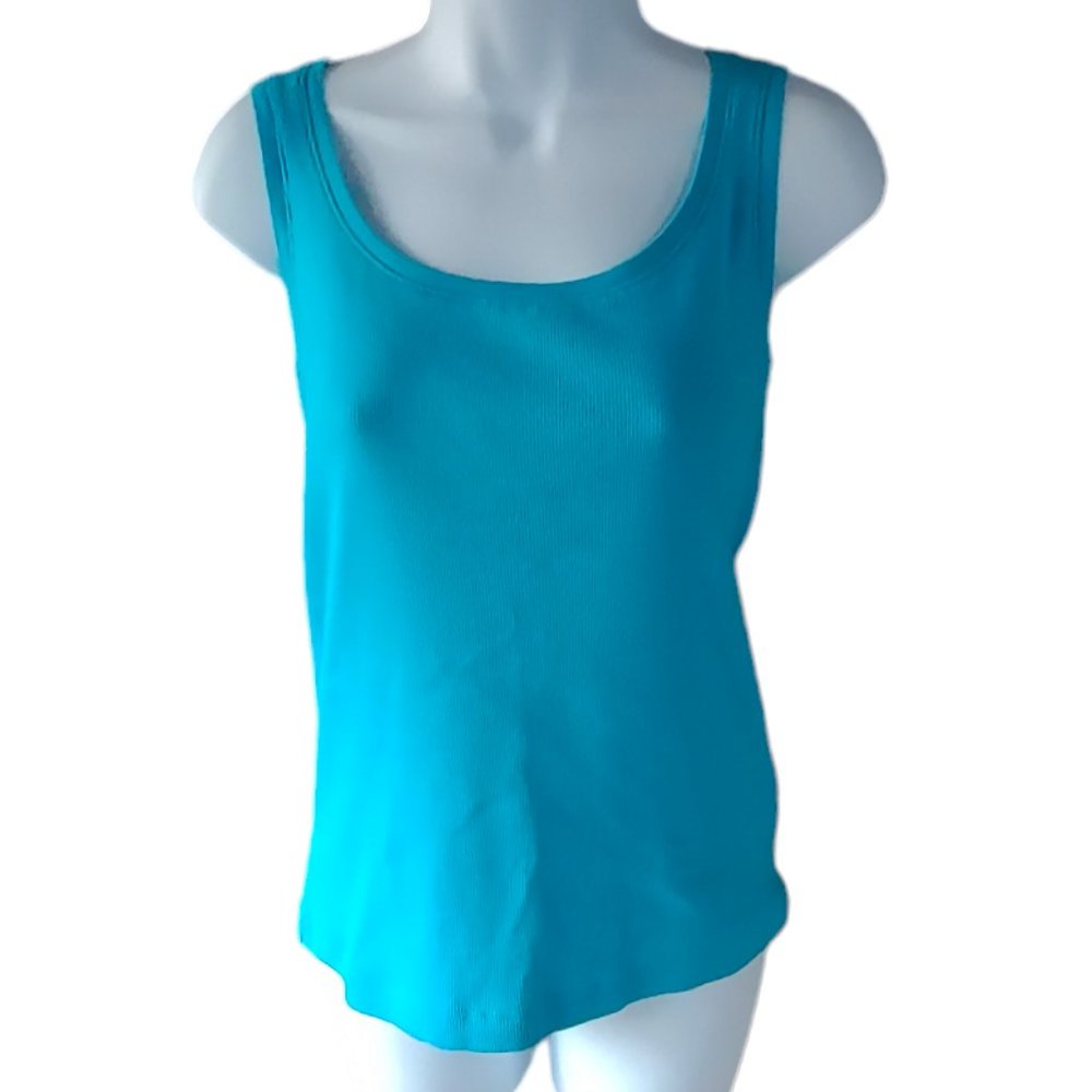 Chico's Tru Color Tees Tess Ribbed Tank Top Teal Size 0